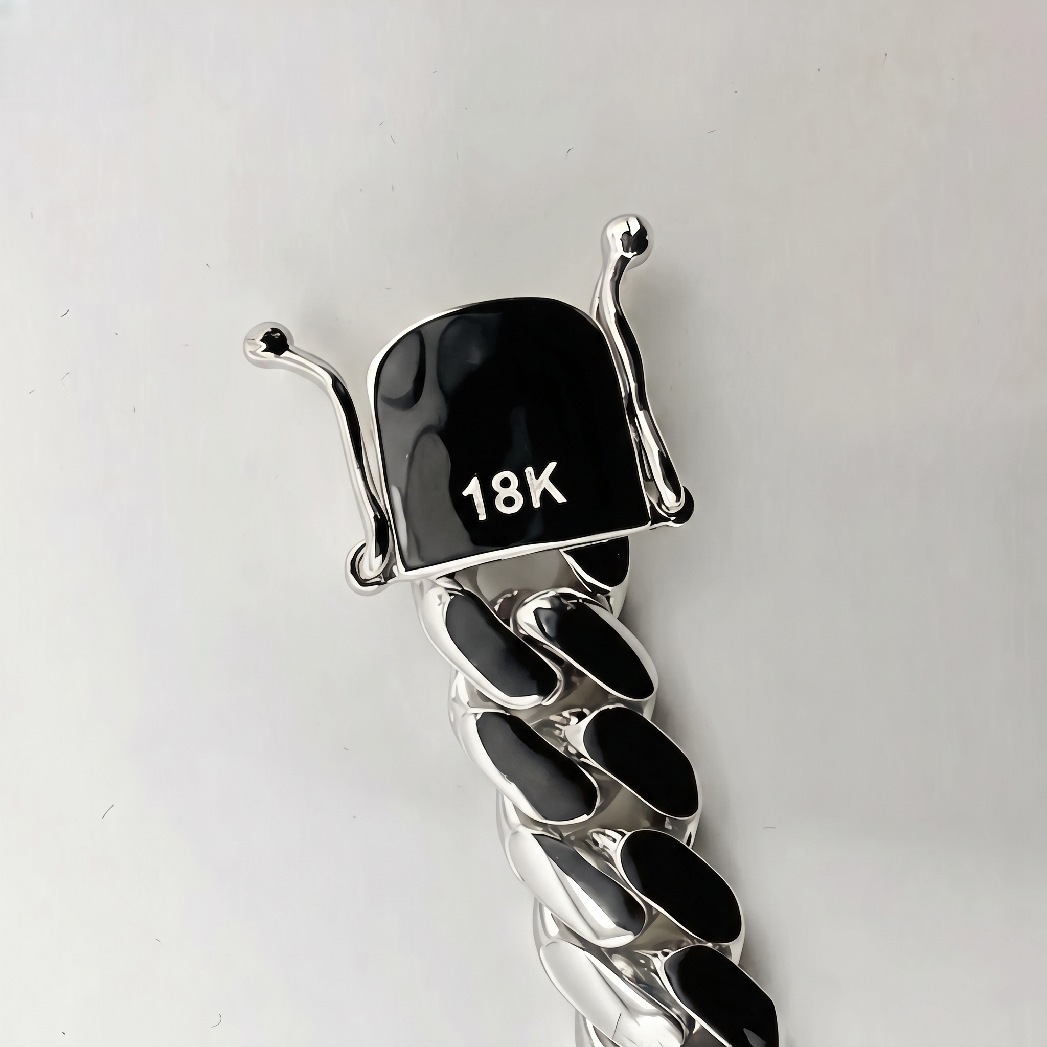12mm Cuban chain and bracelet set, 18K White Gold