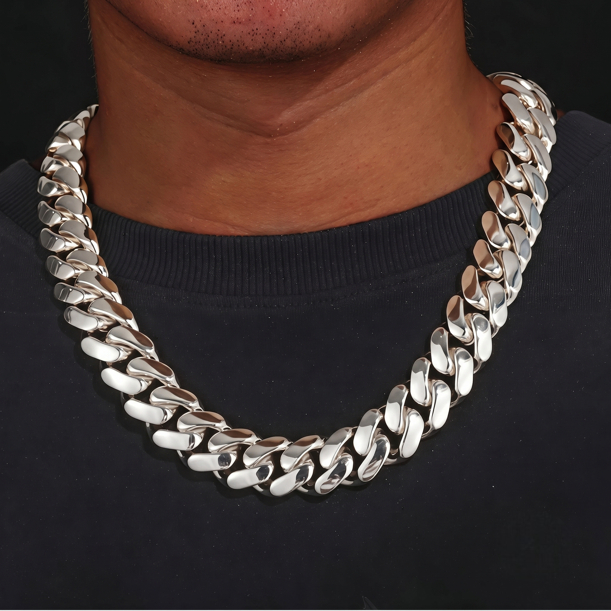 12mm Cuban chain and bracelet set, 18K White Gold