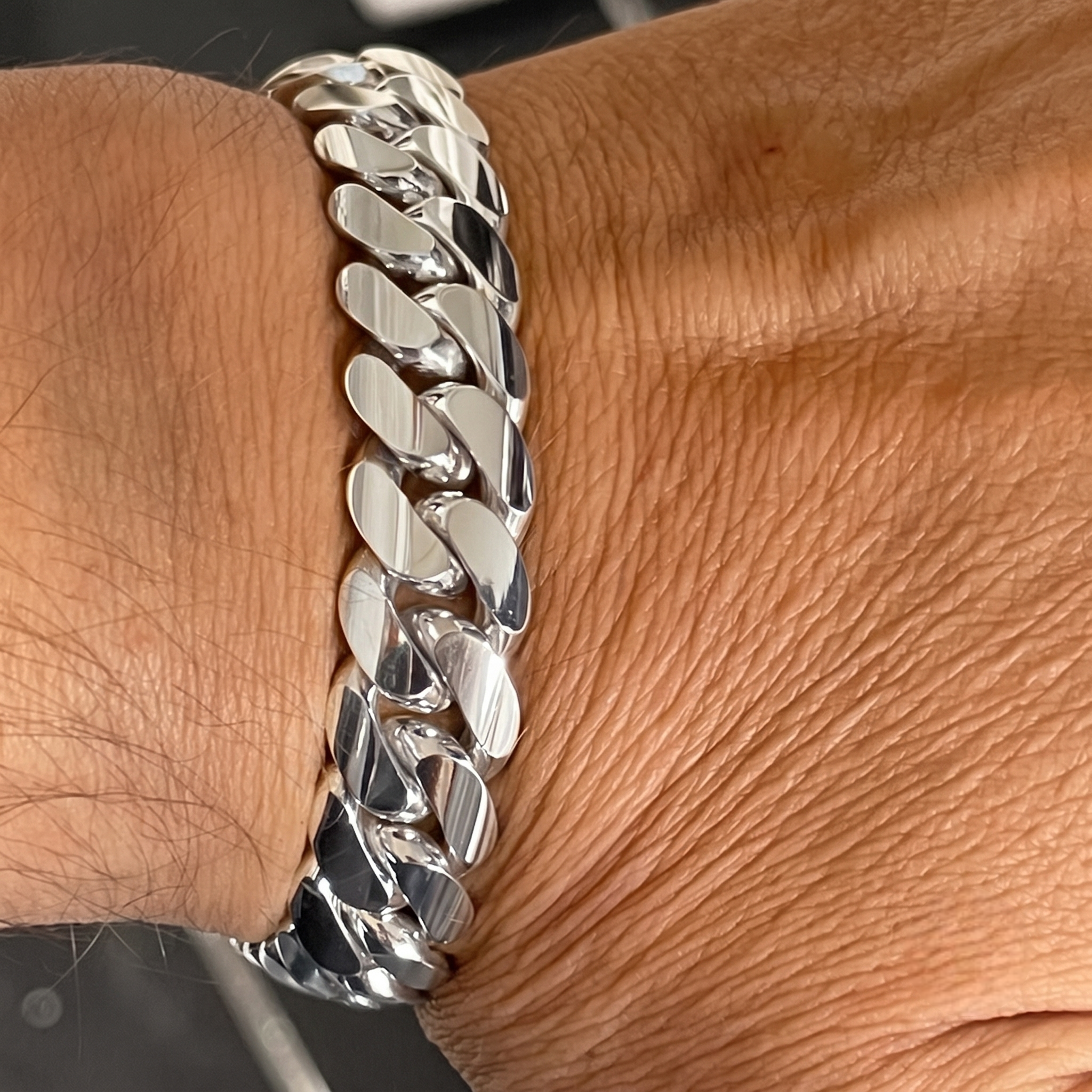 12mm Cuban chain and bracelet set, 18K White Gold