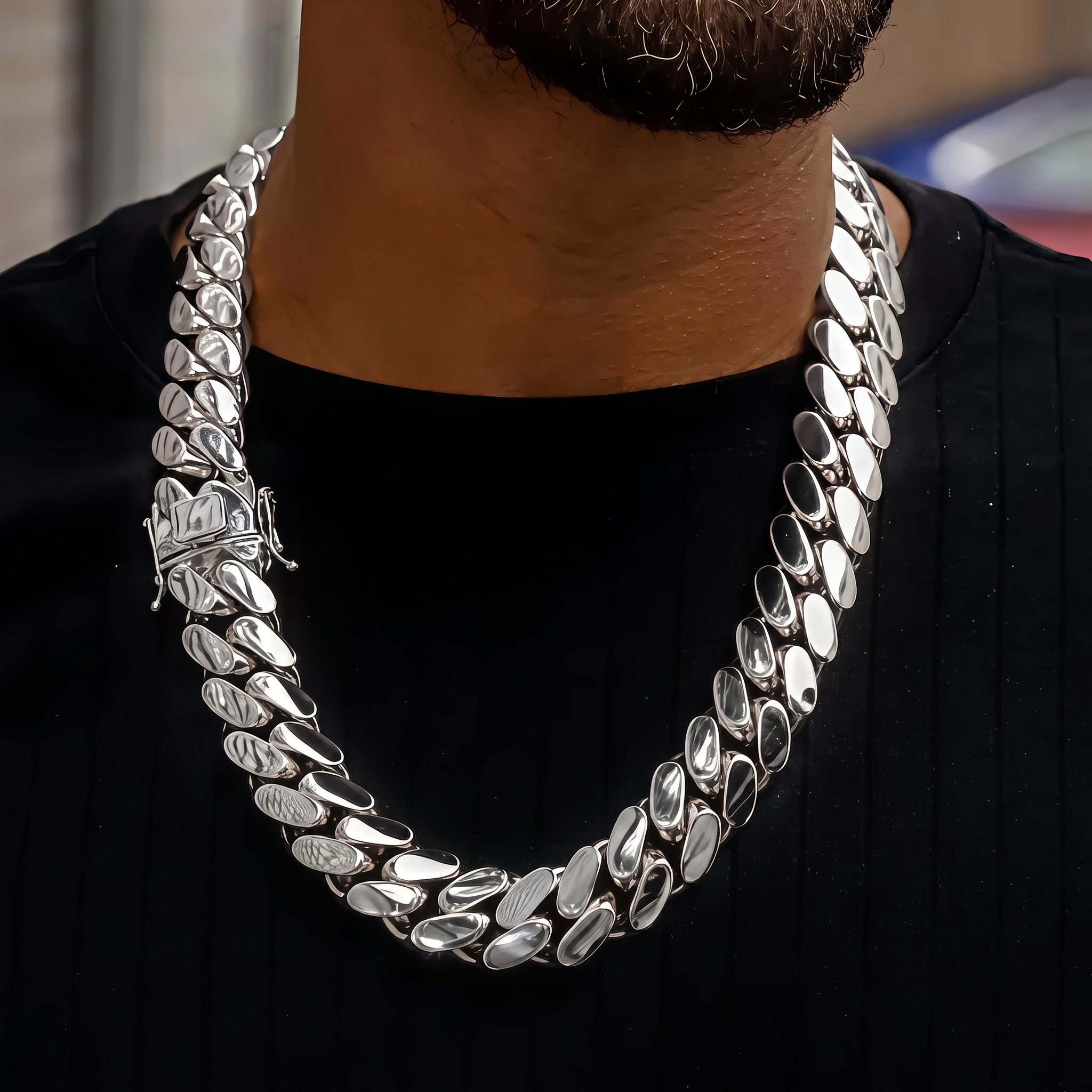 12mm Cuban chain and bracelet set, 18K White Gold
